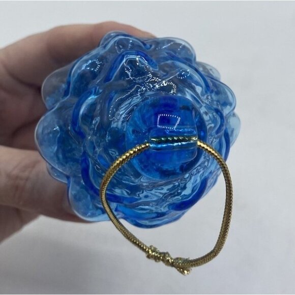 Clear Blue Glass Christmas Ornament Pine Cone Coastal Blue Beach Classic Decor - Picture 7 of 10